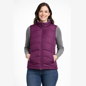 LANDS' END Down Filled Puffer Vest Full Zip Winter Eggplant Purple Women's Small